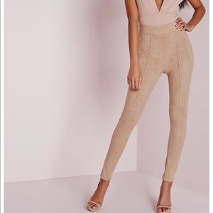 Faux Suede Nude High Waist Pants
